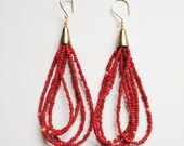 Nara Earrings with Red African Seed Beads