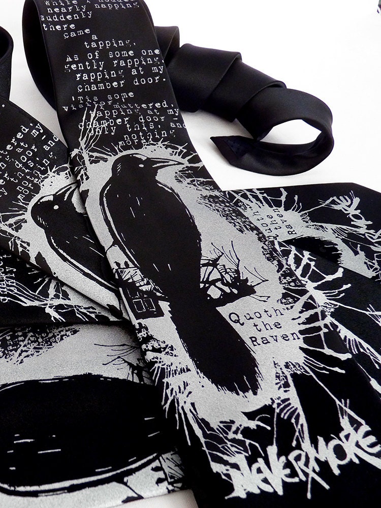 Raven Men's Tie - Edgar Allan Poe Raven Nevermore Necktie for Men