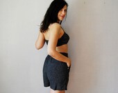 vintage CONFETTI playsuit  / black and white FLORAL pin up suit
