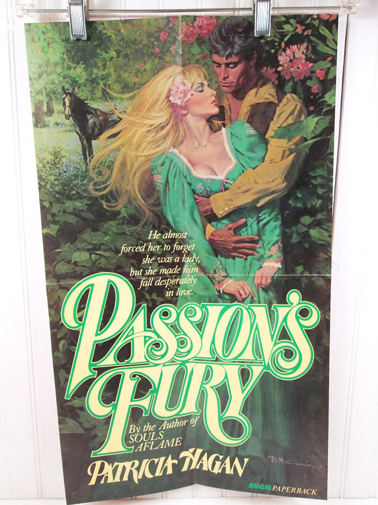Vintage Book Advertising Poster - Passion's Fury by Patricia Hagan - Historical Romance Novel