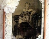 Antique Tin Type Altered Cigar Box with Gorgeous Silk Flowers OOAK