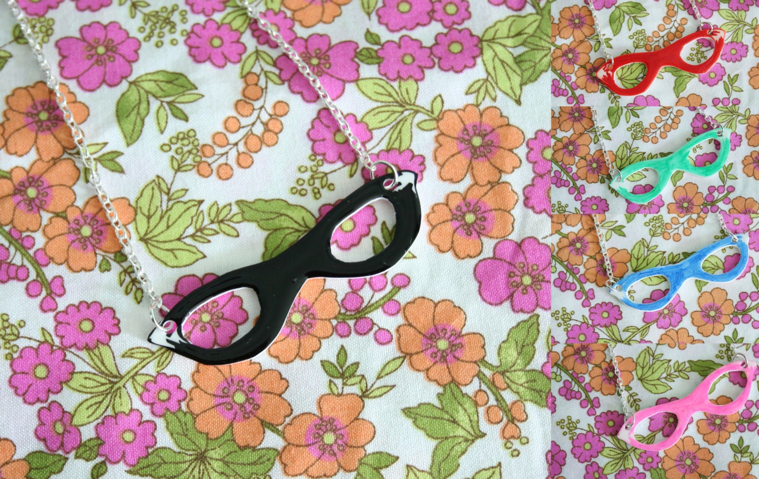 Cat Eye Glasses Necklace Choose Color
