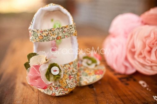 Yellow Flora Mary Jane Booties - Liberty of London Baby Shoes