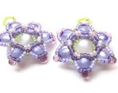 Lilac and Lime Resin Bead and Seed Bead Earrings