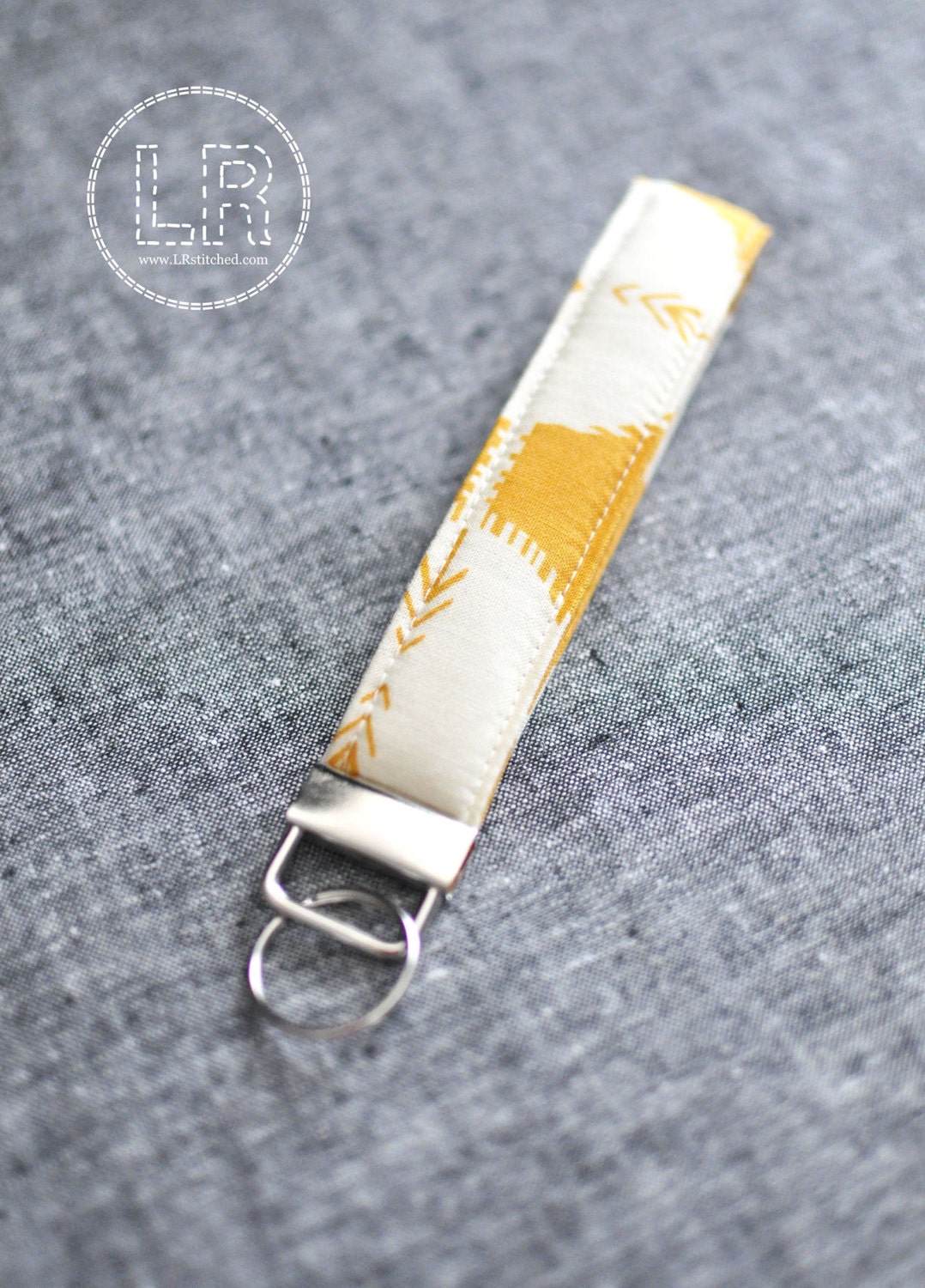 Mustard Yellow Dot key fob, key chain, Field Study, Anna Maria Horner, AMH