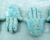Glazed Ceramic Hamsa pendant