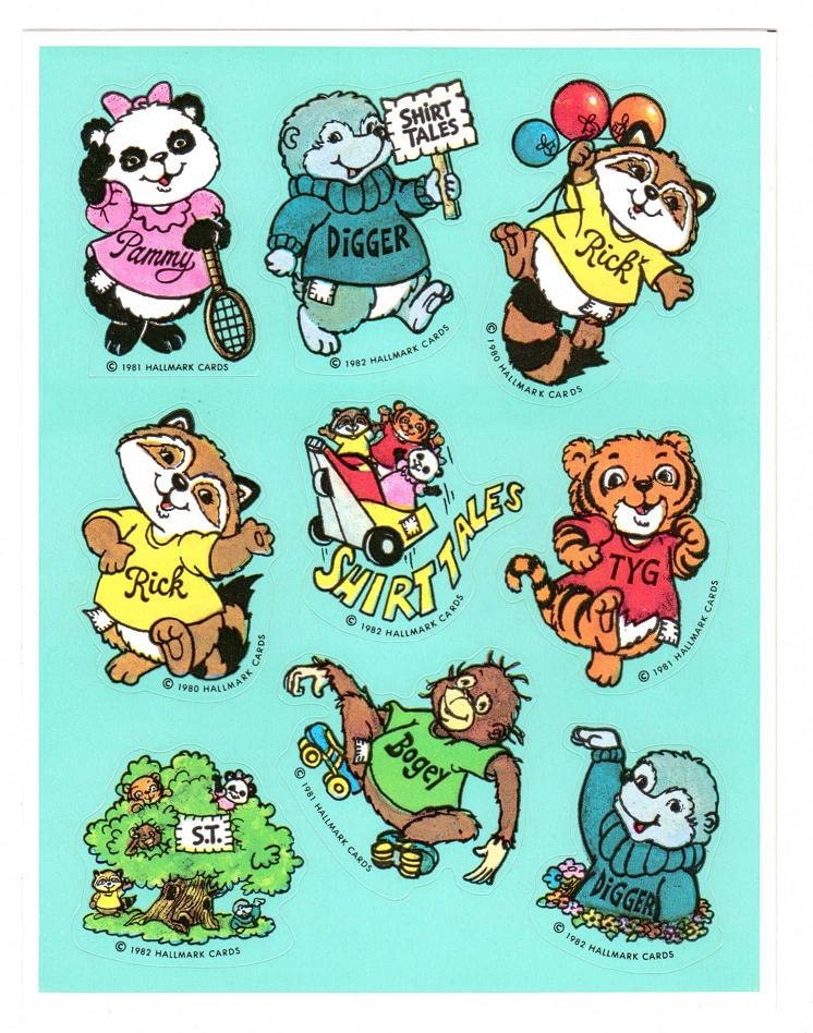 Hallmark Shirt Tales Sticker Sheet Vintage By CollectorsWarehouse