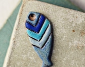 Tribal Fish- handmade ceramic pendant