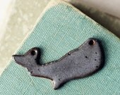 Whale Silhouette- large- handmade ceramic connector pendant