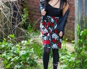 Strapless Modal Babydoll Dress with Skull and Roses Print Skirt Size Small