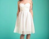 Candy Dot Dress, Strapless, Ivory Tulle, Made to Order