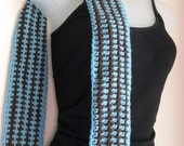 Blue and Brown Striped Scarf - Long Crochet Scarf
