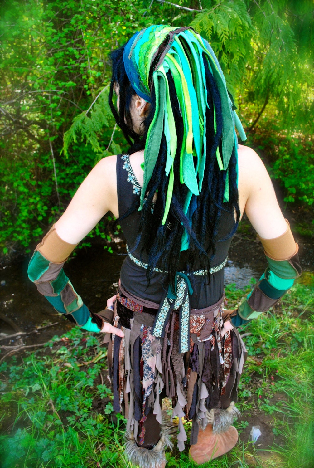 Forest Faerie Headband - Dread Wrap - Intergalactic Apparel- Festival Clothing, Hippie Headband, Gypsy Dreadlock Hairband