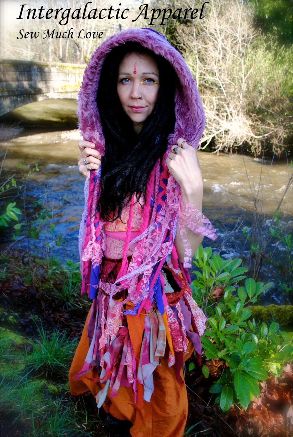 SPRING SALE RapunZeL Scoodie, PatchWork Scoodie with Braids, pixie hood, Hippie Hoodie, Fairy Scoodie