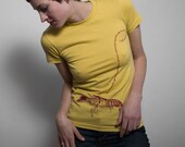 Lobster Womens T-shirt - mustard yellow American Apparel Organic womens tshirt, eco friendly clothing, gift for her, typography