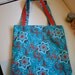 Teal Blue and Red Floral Lined Everyday Tote bag