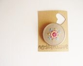 Embroidery brooch wearable art OOAK, reclaimed fabric, colorful, abstract, blue, yellow, fushia, spring summer