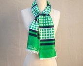 Mod Italian silk scarf // blue green polka dots // hand rolled edges // G Buda // long