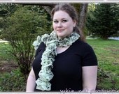 Ruffle Scarf, Pirouette Spring Green, loom knit