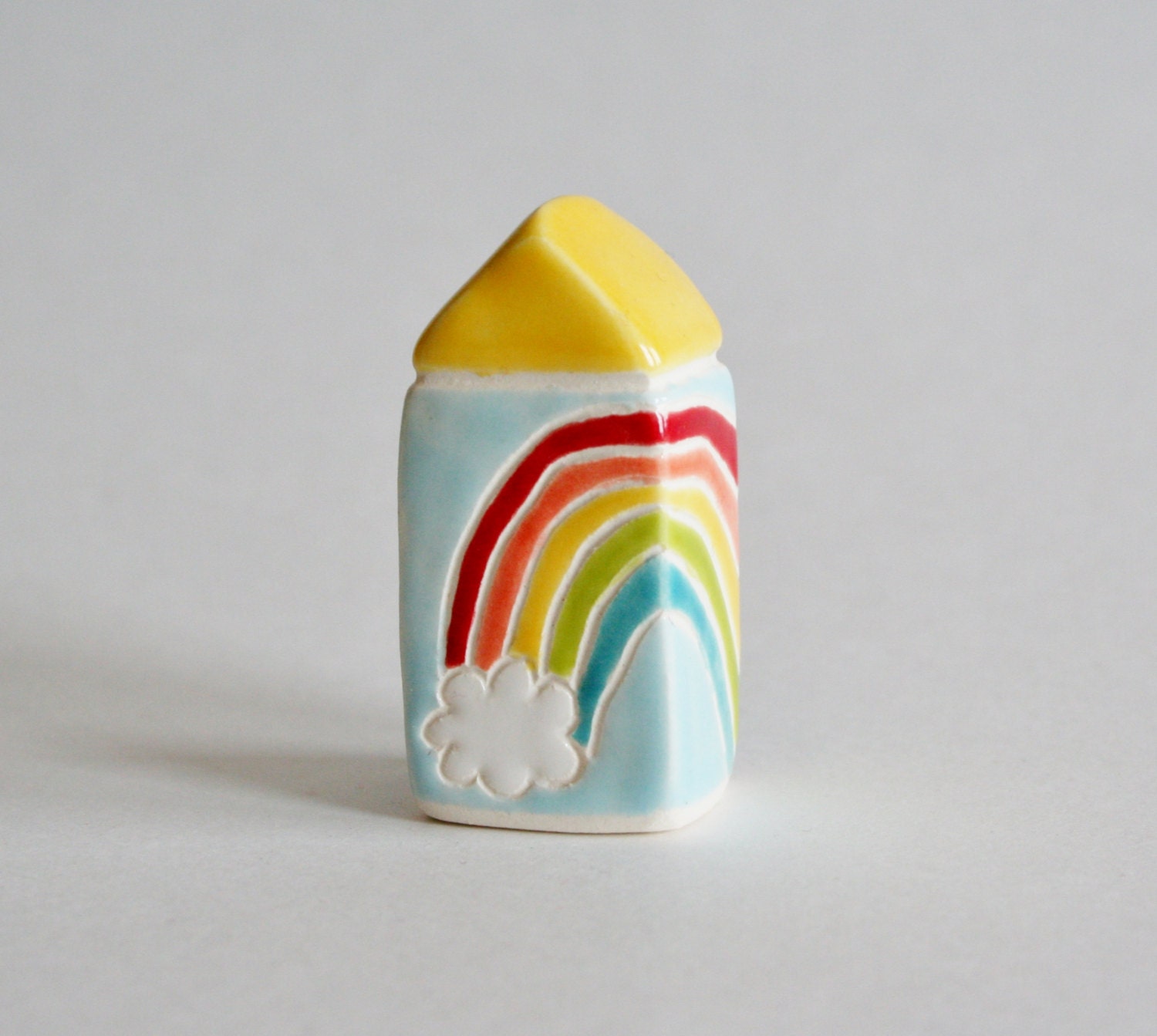 MOTHERS DAY Rainbow Cottage  Miniature Little Clay House pride love roygbiv