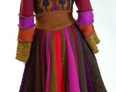 Flared Skirt Sweater Coat, Magenta  and Brown, Marilyn Style, Size Extra Small (4-6)