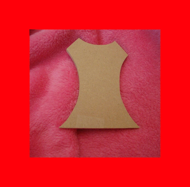 Unfinished Mdf Wood Lady's Dress Bodice Shape Mosaic Base/Craft Shape 10.5 Inch