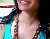 Asymmetrical Tribal Wood and Seed Double Tier Necklace