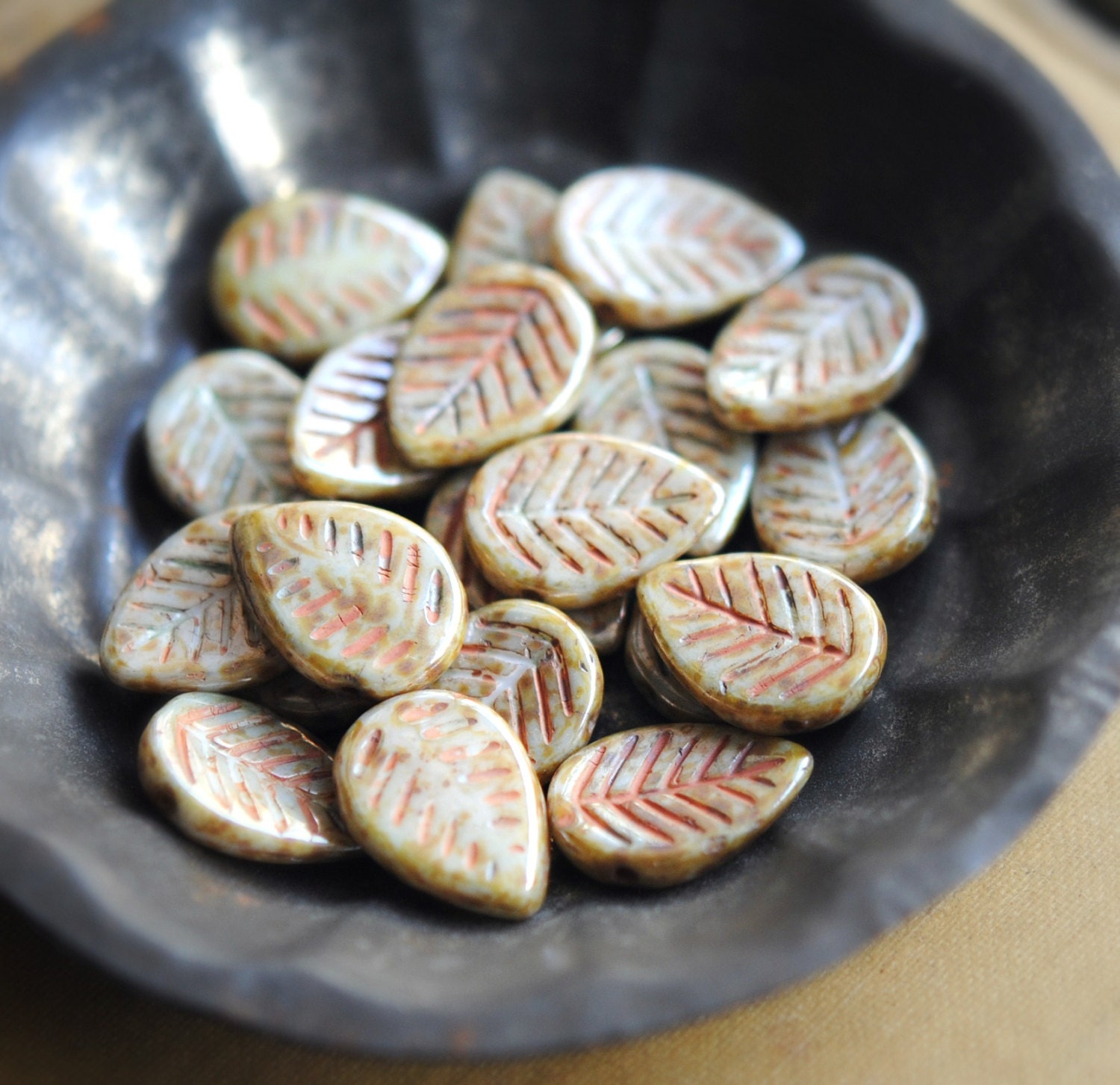 4 Falling Slowly - Czech Glass Leaf Beads