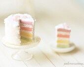 Miniature Food - Dollhouse Pastel Rainbow Cake 1/12 Scale