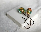 Vintage marbled venetian glass earrings : Venetian marble