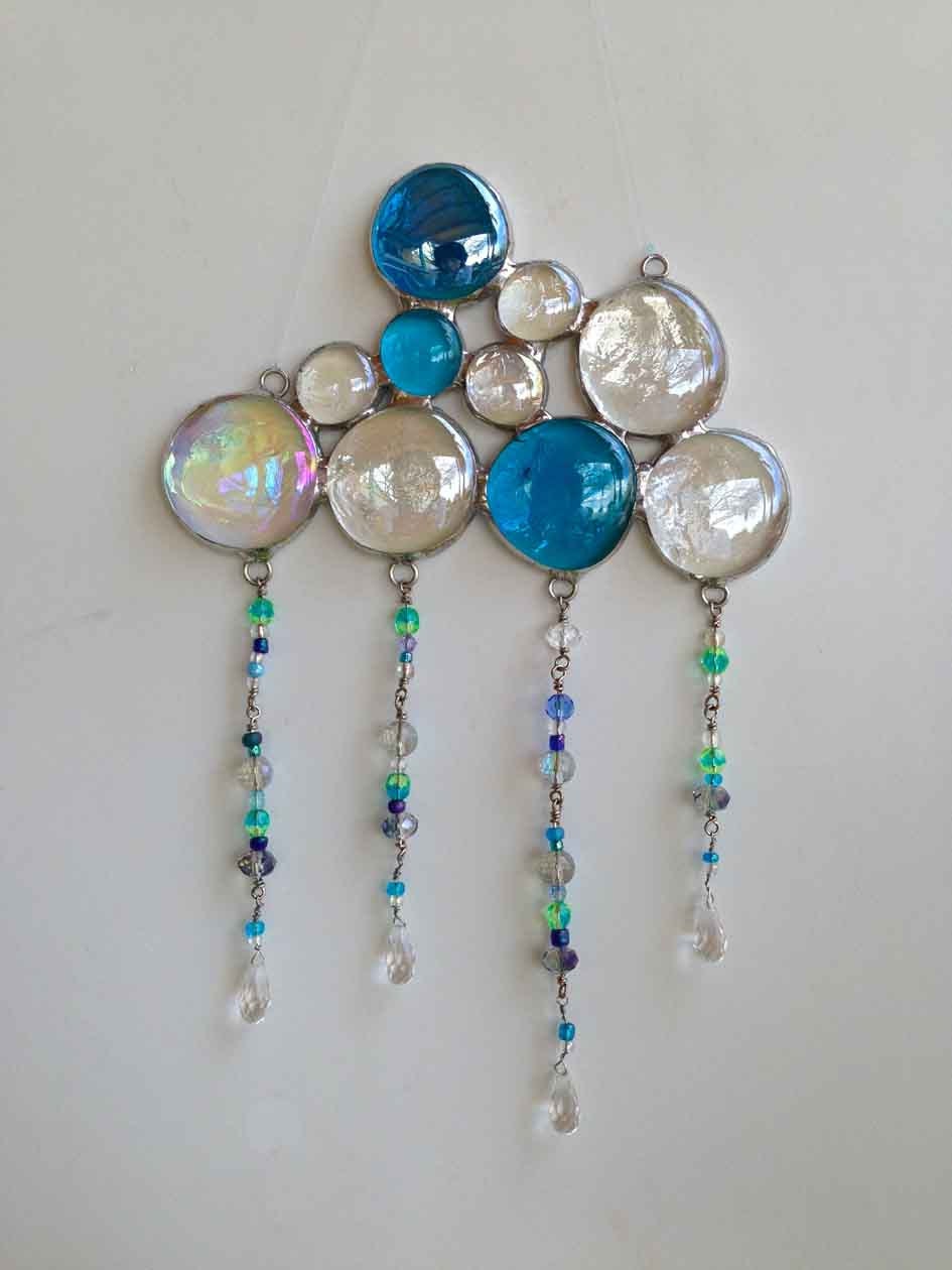 Clouds and Rain Suncatcher ( sun catcher ) -- Weather -- Window Art