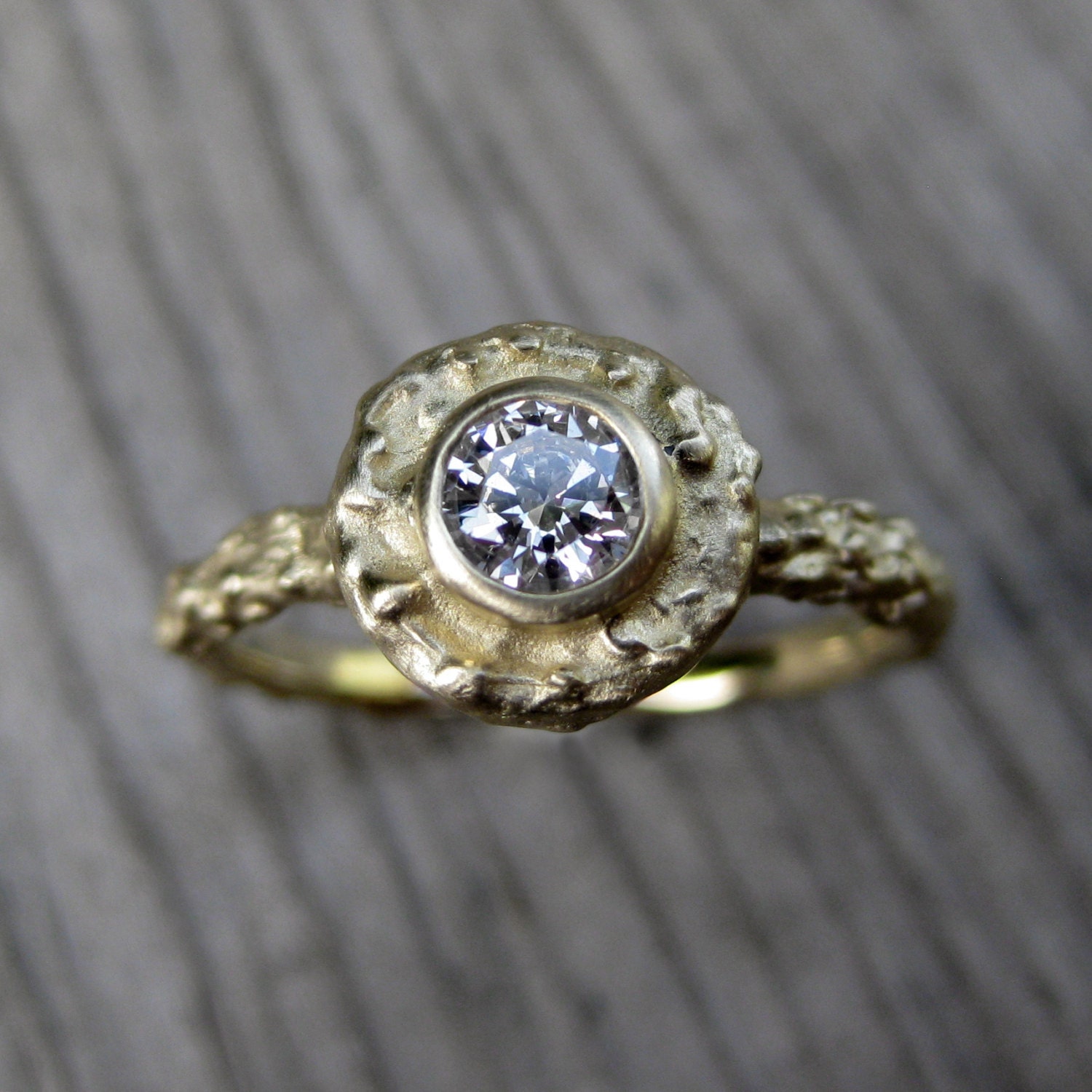 Diamond Twig Halo Ring in Yellow Gold, Quarter Carat