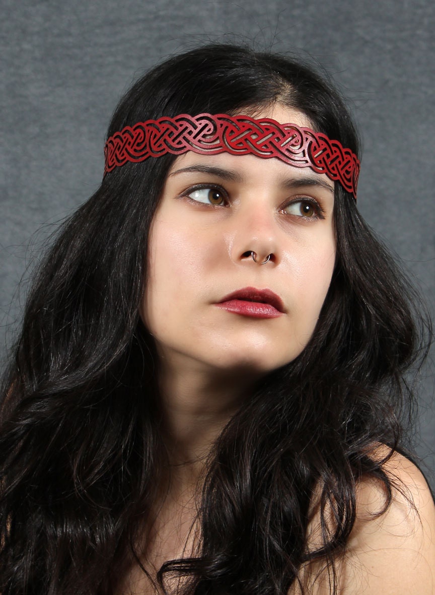 Celtic Knot Headwreath in Red Leather