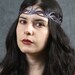 Long leaves headwreath in violet leather