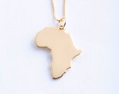 Large 10k Solid Gold Africa Pendant