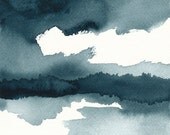Original Water Landscape Painting - Watercolor - Indigo Blue
