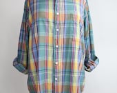 Vintage Burberrys Madras Shirt / Madrasi Checks Plaid Shirt / L