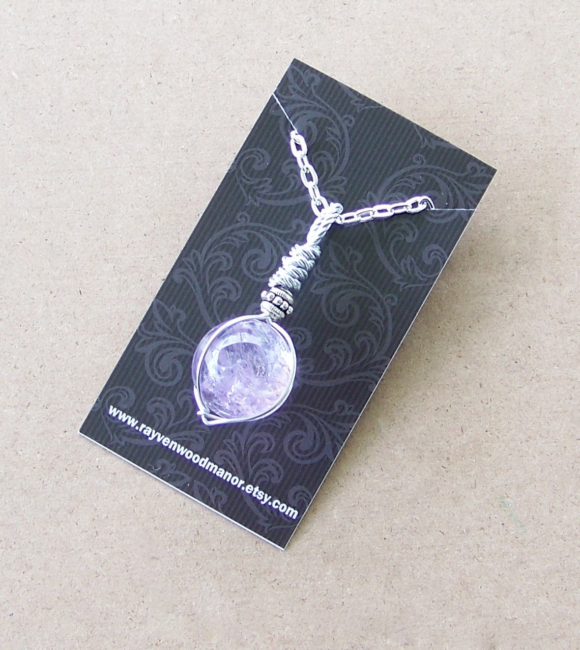 Fortune Teller Large Amethyst Sphere Gemstone Pendant