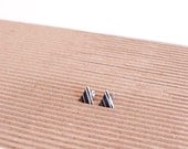 Hand Drawn Black and White Striped Triangle Post Earrings Studs