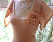 champagne blush summer blouse vintage lace tunic top shirt romantic indie boho chic medium large hankietankie hankie tankie medium