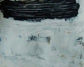 Acrylic Abstract Painting Black Cloud Lining Original Art, Watercolor Paper, Black, White, Brown, Muted Colors