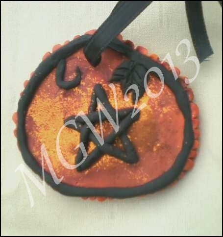 Orange and Black Prim Pumpkin Halloween Samhain Pentagram