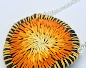 Large Embroidery Stitched Necklace in Gold Ombre