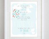You Are My Sunshine 8x10 Print - Children's Nursery Rhyme Art in Customizable Colors