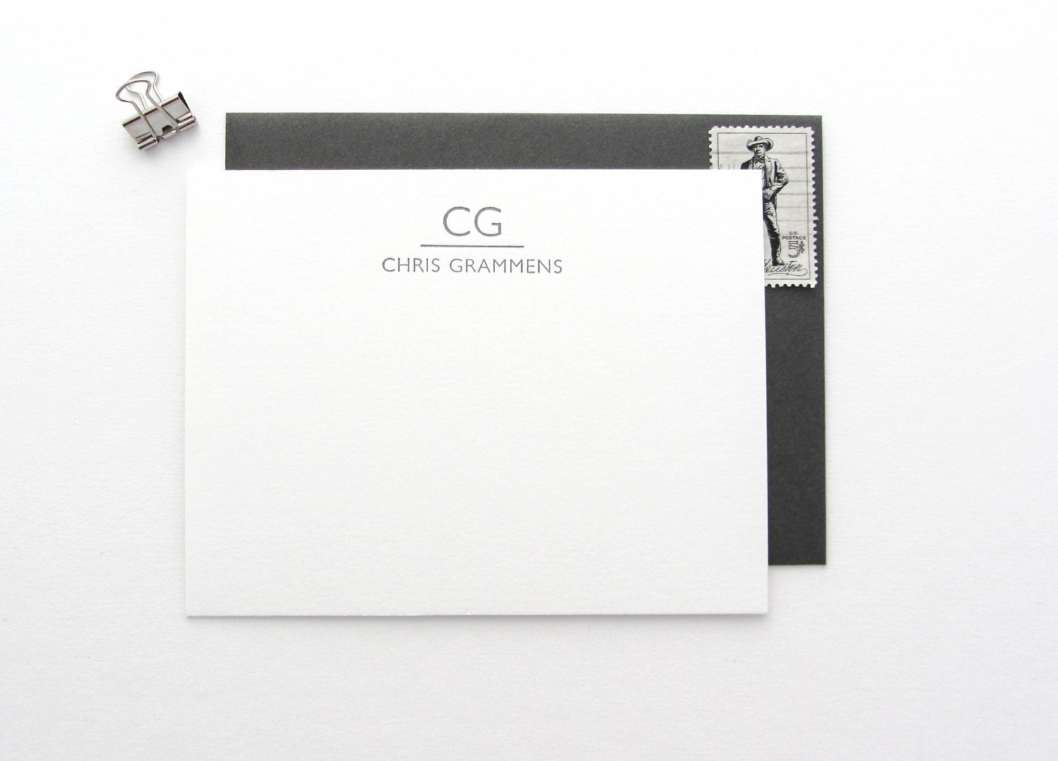 Personalized Letterpress Stationery - Custom set of 35 note cards