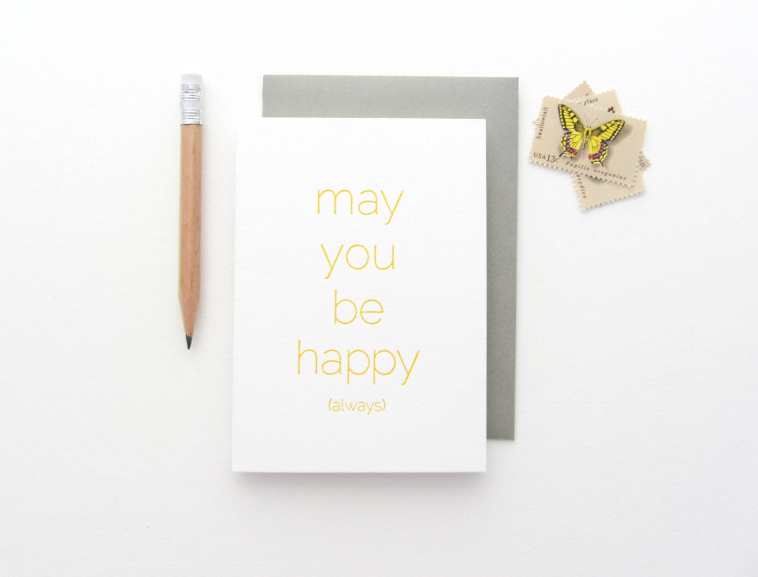 Letterpress 'May You Be Happy Always' Card