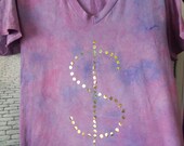 CASH PRINCESS // Pastel Purple Tie Dye Gold HOLOGRAPHIC Money Sign Shirt, S
