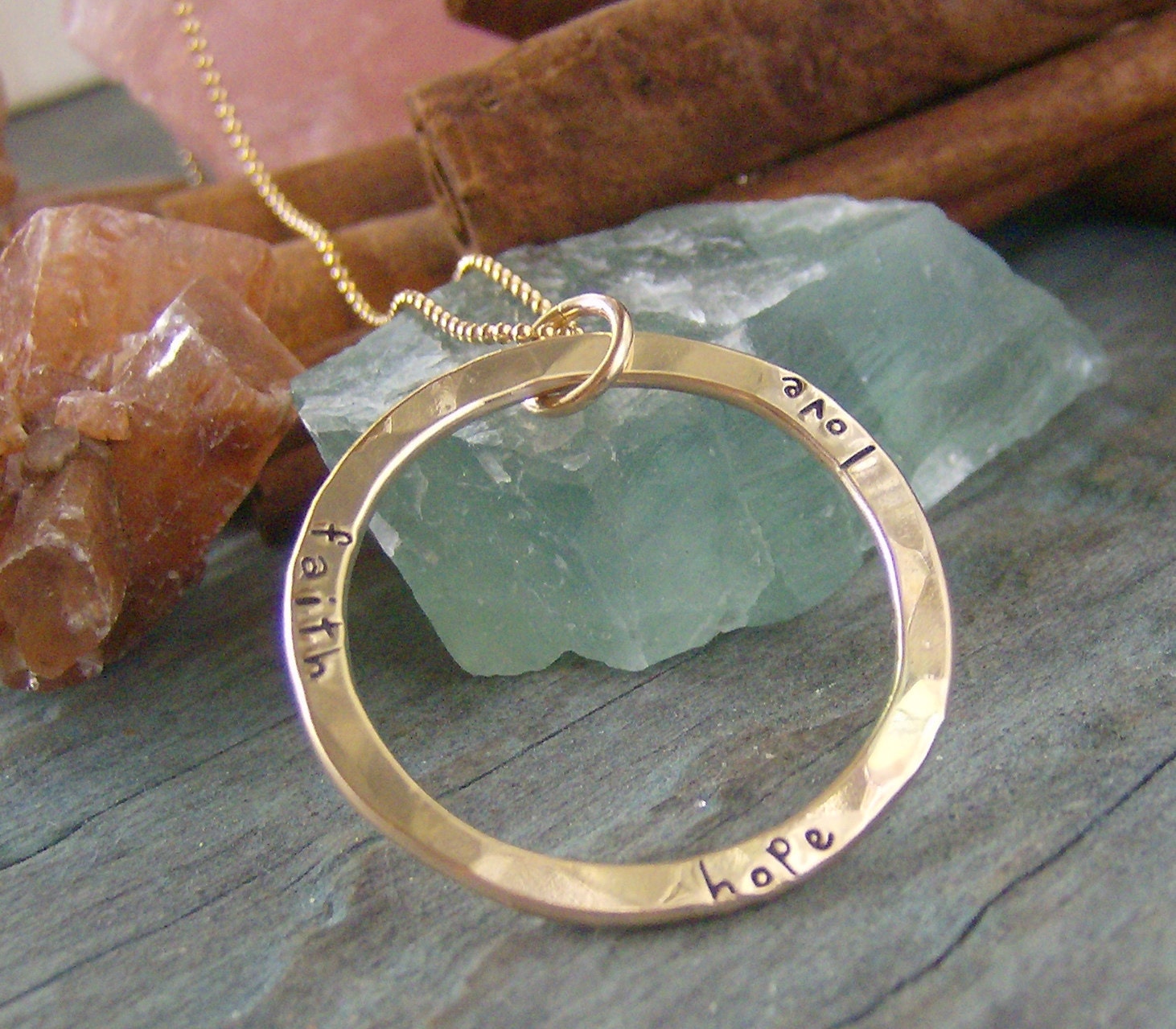 Golden Eternity ring........hand stamped Gold Filled mothers necklace