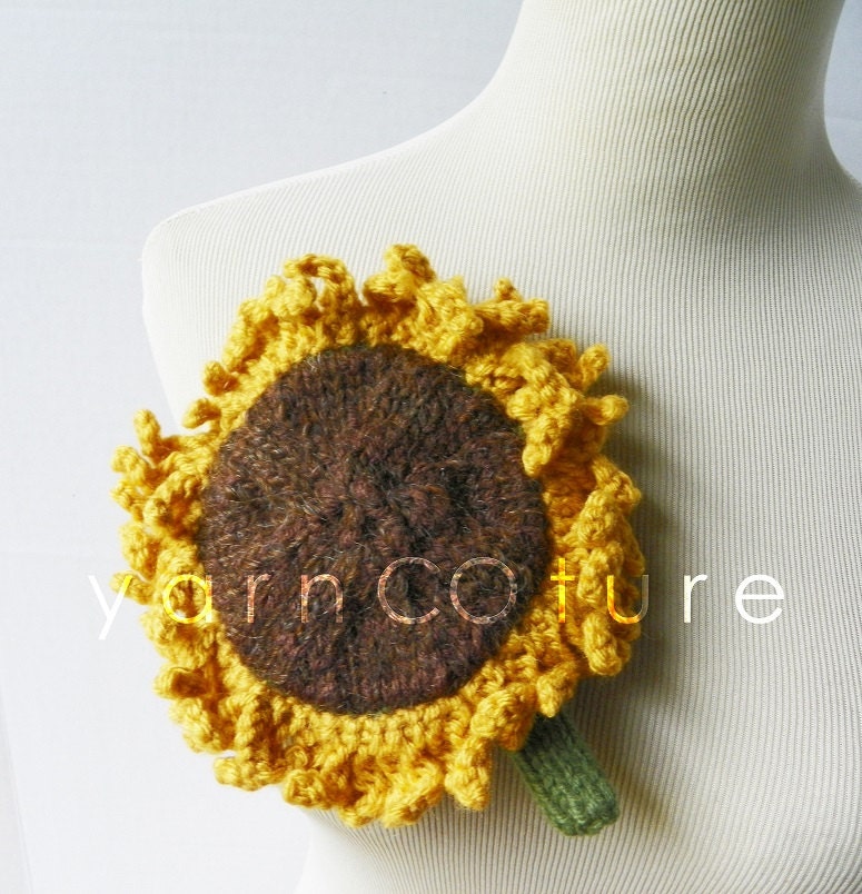 The MEGA Sunflower Brooch - Fiber Art Pin