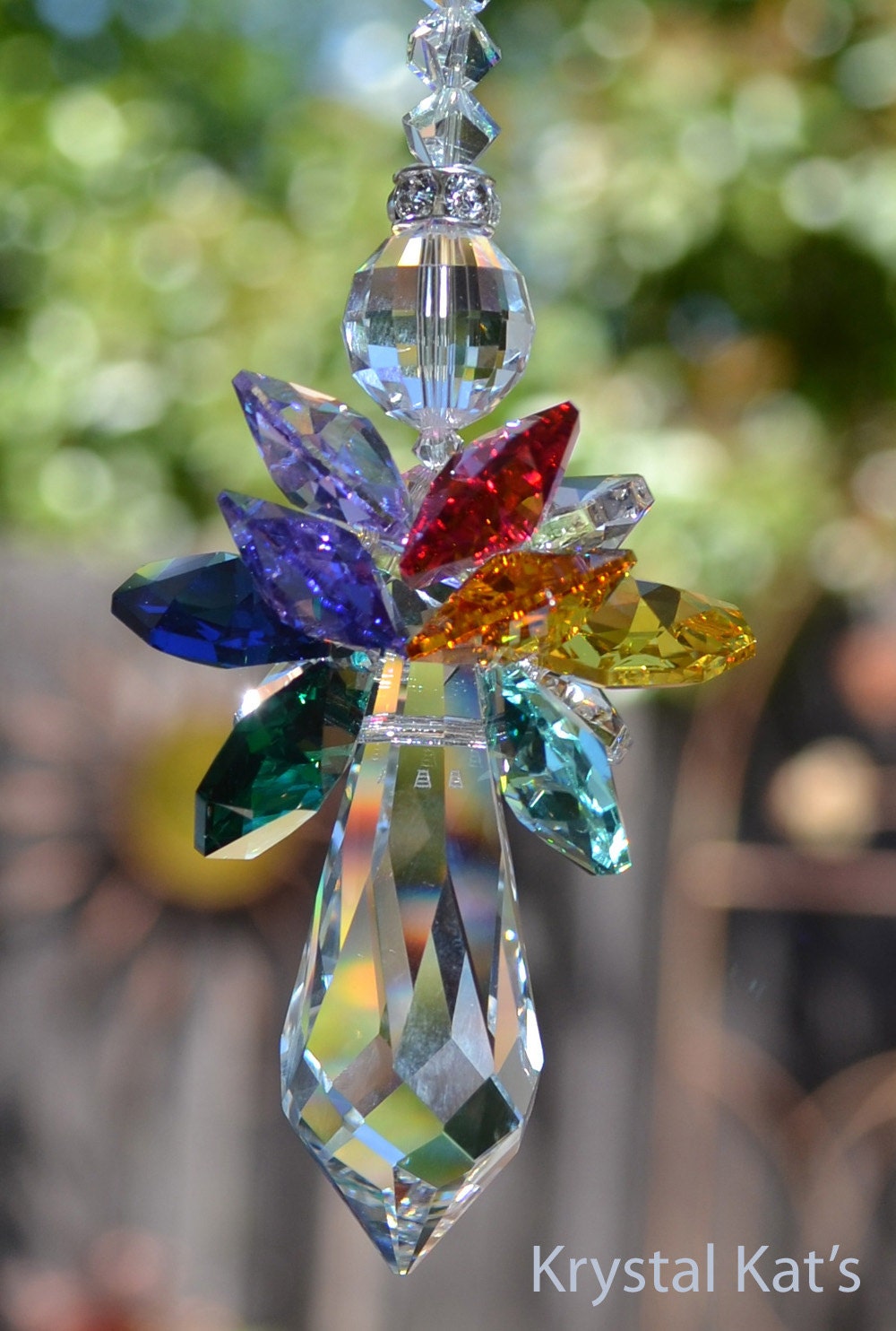 Angel Baby Angel of Many Rainbows, 12 Beaded Wing Span Crystal Angel Suncatcher Car Charn/Ornament